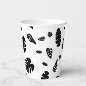 Schwarz-Weiß-Tropical Summer Blätter Muster Pappbecher (Rückseite)