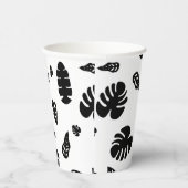 Schwarz-Weiß-Tropical Summer Blätter Muster Pappbecher (Rechts)