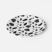 Schwarz-Weiß-Tropical Summer Blätter Muster Pappteller (Schrägansicht)