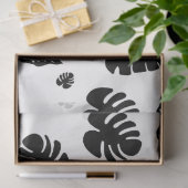 Schwarz-Weiß-Tropical Summer Blätter Muster Seidenpapier (Geschenk)