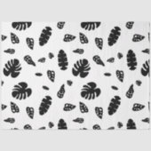 Schwarz-Weiß-Tropical Summer Blätter Muster Seidenpapier (Vorderseite)