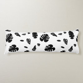 Schwarz-Weiß-Tropical Summer Blätter Muster Seitenschläferkissen