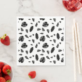Schwarz-Weiß-Tropical Summer Blätter Muster Serviette (Beispiel)