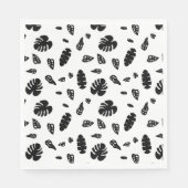 Schwarz-Weiß-Tropical Summer Blätter Muster Serviette (Vorderseite)