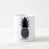 Schwarz & Weiß Tropische Ananas Eleganter Chic Kaffeetasse (Mittel)