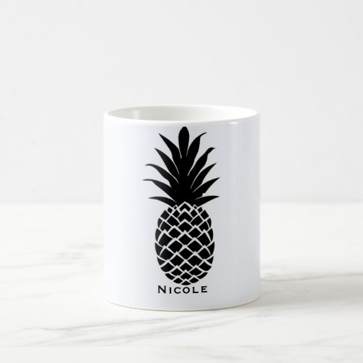 Schwarz & Weiß Tropische Ananas Eleganter Chic Kaffeetasse (Mittel)