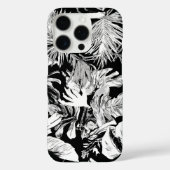 Schwarz-Weiß-tropisches Leaf-Design Case-Mate iPhone Hülle (Rückseite)