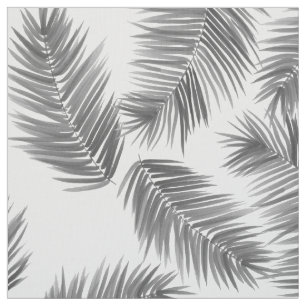 Schwarz-Weiß-tropisches Palm-Blätter-Muster Stoff