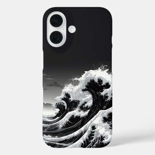 Schwarz-Weiß-Tsunami Case-Mate iPhone Hülle (Rückseite)