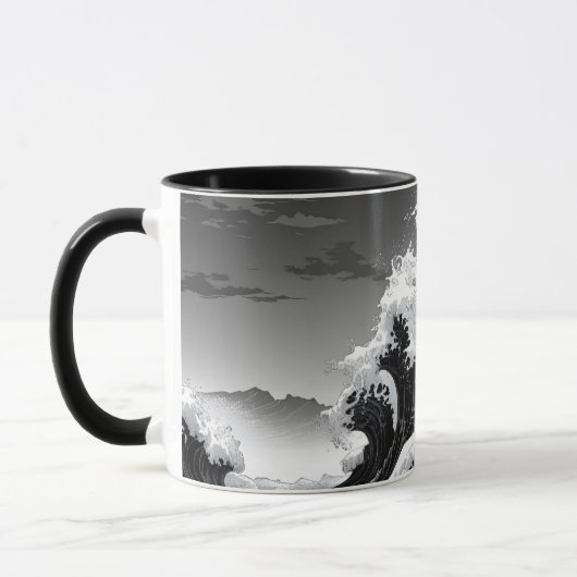 Schwarz-Weiß-Tsunami Tasse (Links)