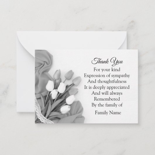 Schwarz-Weiß-Tulip-Blume Danke Mitteilungskarte (Vorderseite)