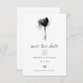 Schwarz-Weiß-Tulip-Blume Hochzeit Save The Date (Vorne/Hinten)