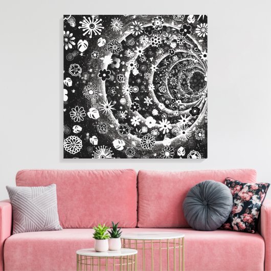 Schwarz-Weiß-Tunneldesign Leinwanddruck (Insitu (Wohnzimmer))