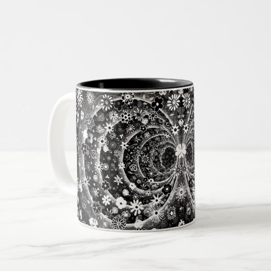 Schwarz-Weiß-Tunneldesign Zweifarbige Tasse (Vorderseite Links)