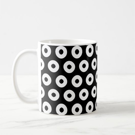 Schwarz/Weiß Tupfenmuster Kaffeetasse (Links)