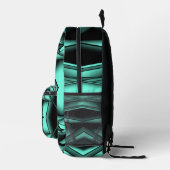 Schwarz-weiß Türkis Ombre Moderne Abstrakte Kunst Bedruckter Rucksack (Rechts)