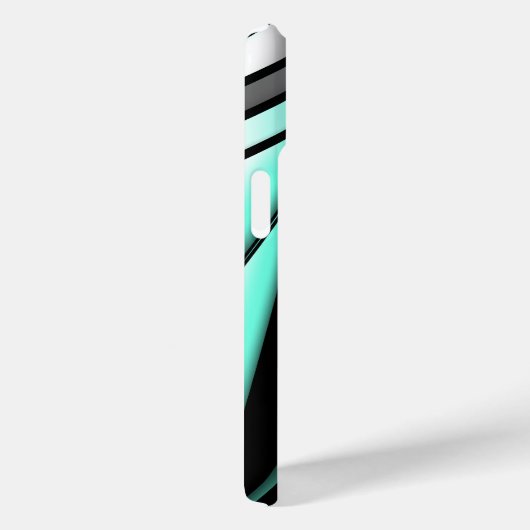 Schwarz-weiß Türkis Ombre Moderne Abstrakte Kunst Case-Mate iPhone Hülle (Rückseite / Rechts)
