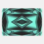 Schwarz-weiß Türkis Ombre Moderne Abstrakte Kunst Geschenkpapier Set (Vorderseite 2)