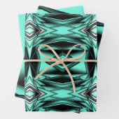 Schwarz-weiß Türkis Ombre Moderne Abstrakte Kunst Geschenkpapier Set (Beispiel)