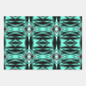 Schwarz-weiß Türkis Ombre Moderne Abstrakte Kunst Geschenkpapier Set (Vorderseite)