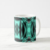 Schwarz-weiß Türkis Ombre Moderne Abstrakte Kunst Kaffeetasse (VorderseiteRechts)