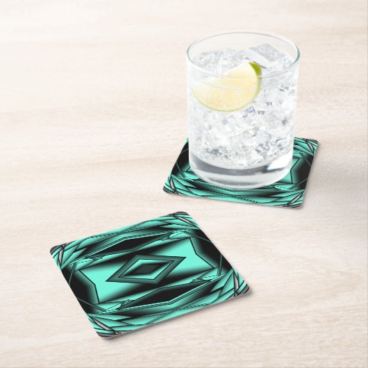 Schwarz-weiß Türkis Ombre Moderne Abstrakte Kunst Rechteckiger Pappuntersetzer (Vor Ort)