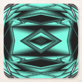 Schwarz-weiß Türkis Ombre Moderne Abstrakte Kunst Rechteckiger Pappuntersetzer (Vorderseite)