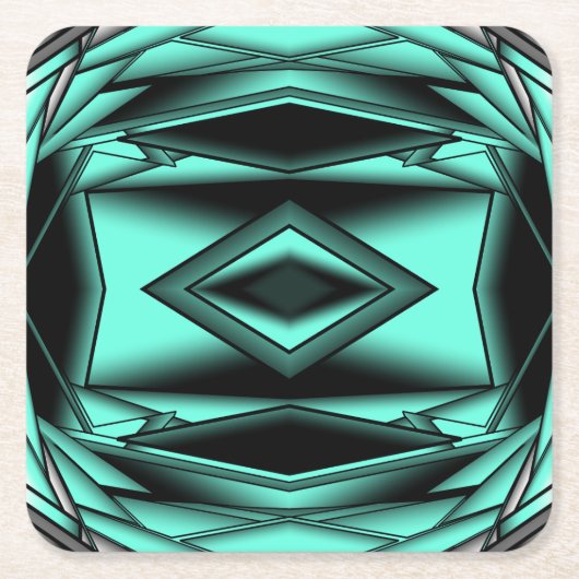 Schwarz-weiß Türkis Ombre Moderne Abstrakte Kunst Rechteckiger Pappuntersetzer (Vorderseite)