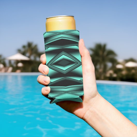 Schwarz-weiß Türkis Ombre Moderne Abstrakte Kunst Selters Dosenkühler (In Situ Pool)