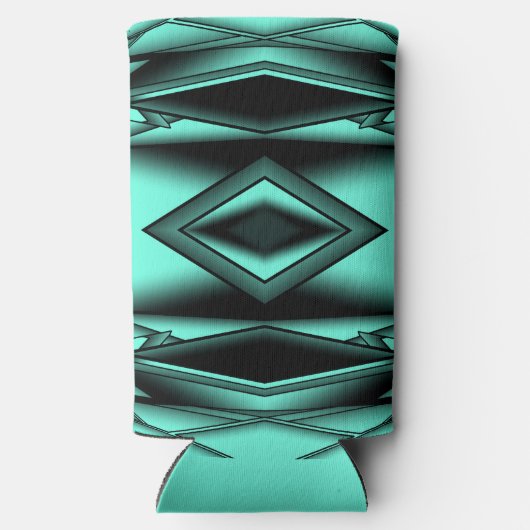 Schwarz-weiß Türkis Ombre Moderne Abstrakte Kunst Selters Dosenkühler (Rückseite)