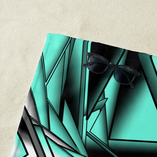 Schwarz-weiß Türkis Ombre Moderne Abstrakte Kunst Strandtuch (Beispiel)