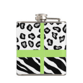 Schwarz-weiß Türkis Zebra Leopard Hautmonogramm Flachmann (Rückseite)