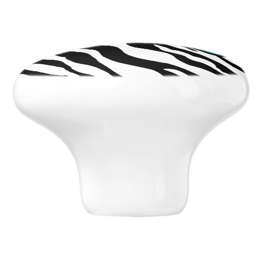 Schwarz-weiß Türkis Zebra Leopard Hautmonogramm Keramikknauf (Seitenansicht)