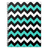 Schwarz-weiß Türkis Zigzag Notizblock (Vorderseite)