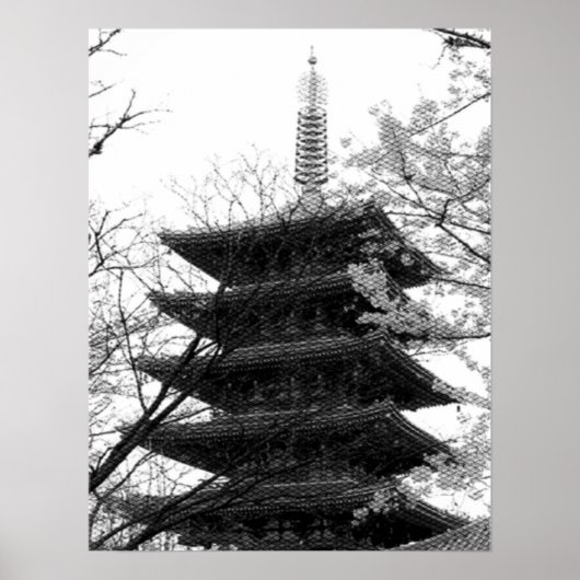 Schwarz-Weiß-Turm Poster (Vorne)