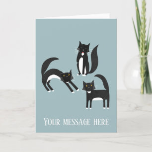Schwarz-Weiß Tuxedo Cat Custom Greetings Card Ankündigung