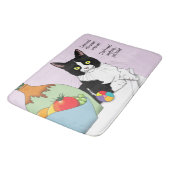 Schwarz-weiß Tuxedo Funny Cat Badematte (Schrägansicht)