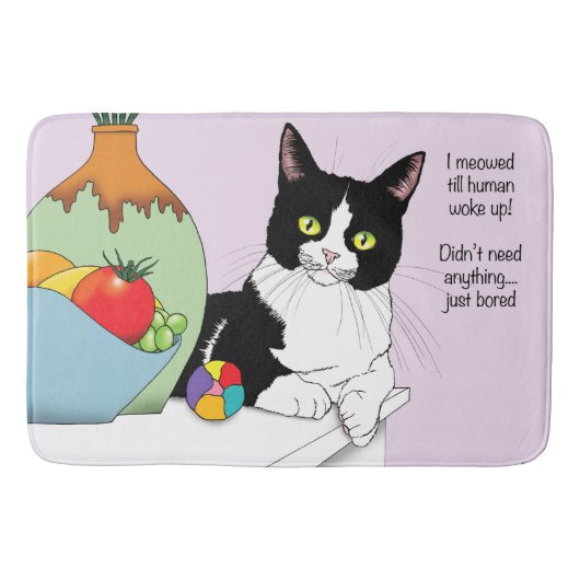Schwarz-weiß Tuxedo Funny Cat Badematte (Vorderseite)