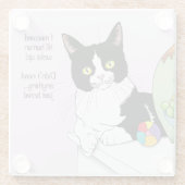 Schwarz-weiß Tuxedo Funny Cat Glasuntersetzer (Rückseite)