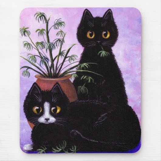 Schwarz-weiß Tuxedo Funny Cat Kreationarts Mousepad (Vorne)