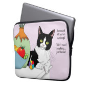 Schwarz-weiß Tuxedo Funny Cat Laptopschutzhülle (Vorderseite Links)