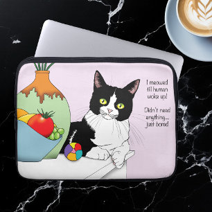 Schwarz-weiß Tuxedo Funny Cat Laptopschutzhülle