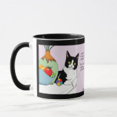 Schwarz-weiß Tuxedo Funny Cat Tasse (Links)