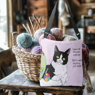 Schwarz-weiß Tuxedo Funny Cat Tragetaschen Mit Langen Trägern