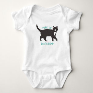 Schwarz-Weiß Tuxedo Katze Bester Freund Baby Strampler