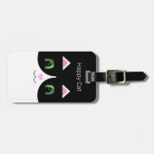 Schwarz-Weiß-Tuxedo-Katze Gepäckanhänger (Vorderseite horizontal)