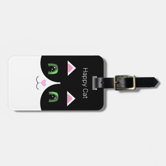 Schwarz-Weiß-Tuxedo-Katze Gepäckanhänger (Vorderseite horizontal)