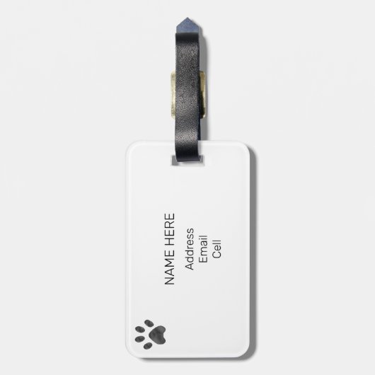 Schwarz-Weiß-Tuxedo-Katze Gepäckanhänger (Rückseite vertikal)