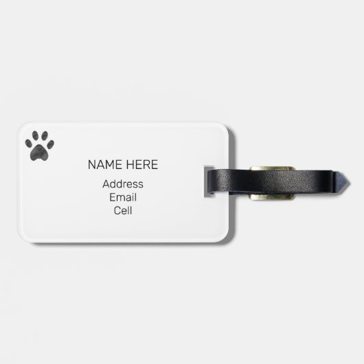 Schwarz-Weiß-Tuxedo-Katze Gepäckanhänger (Rückseite horizontal)