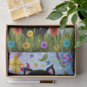 Schwarz-Weiß-Tuxedo-Katze im Garten Seidenpapier (Geschenk)